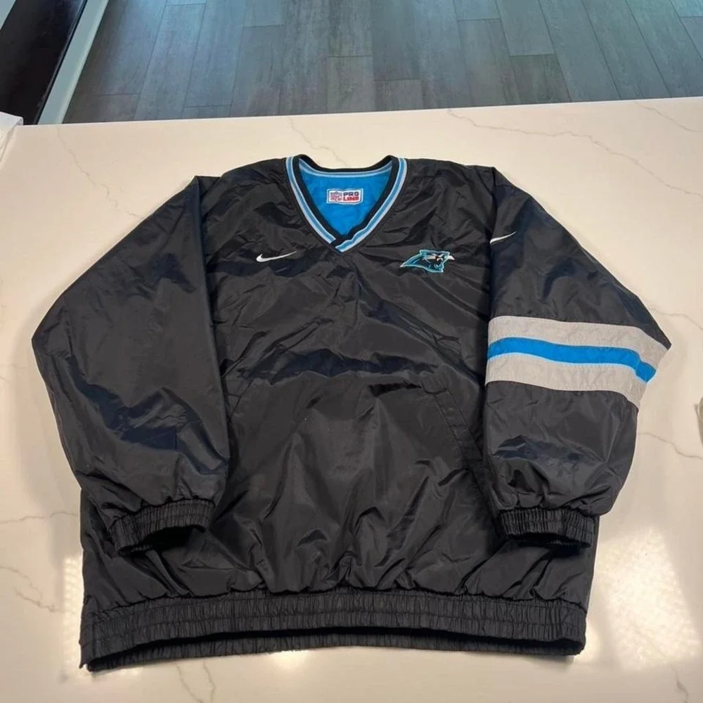 Nike Windbreaker 90s Carolina Panthers NFL Pro Line Reversible Blue Black L